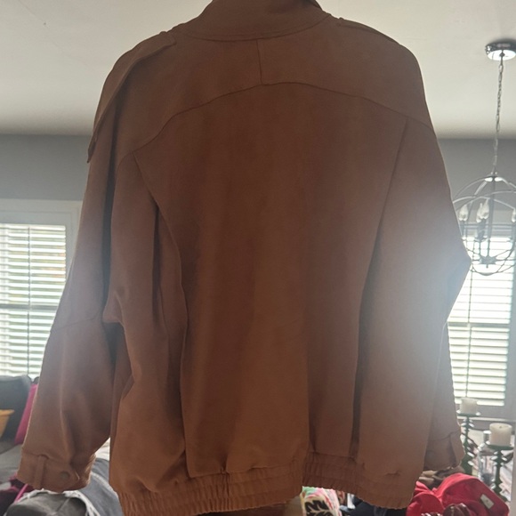 Abercrombie & Fitch Vegan Suede  Tan Jacket - Picture 3 of 5